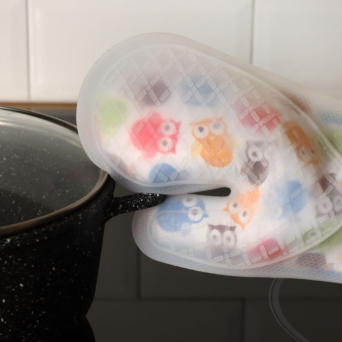 Рукавица для горячего Доляна «Совы», силикон, 28×19 см Рукавица для горячего Доляна «Совы», силикон, 28×19 см