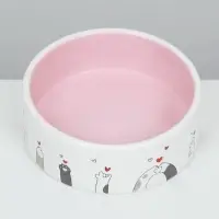 Миска &laquo;Любовь и коты&raquo;, 300 мл, 12.5&times;12.5&times;4.5 см, керамика, розовая, белая