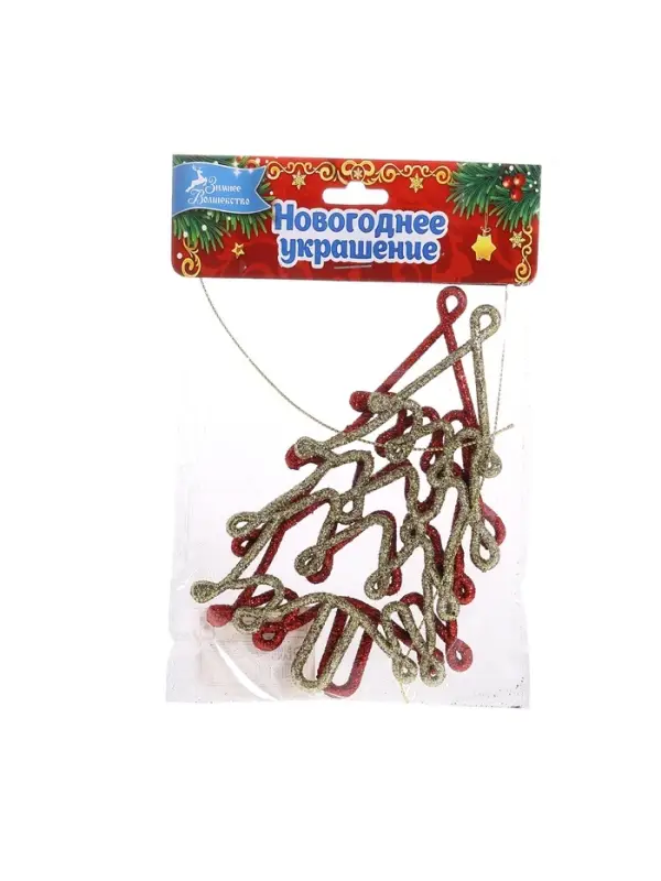 Ёлочные игрушки 2 шт. &laquo;Ёлочка люкс&raquo; 7&times;13 см, красный золото