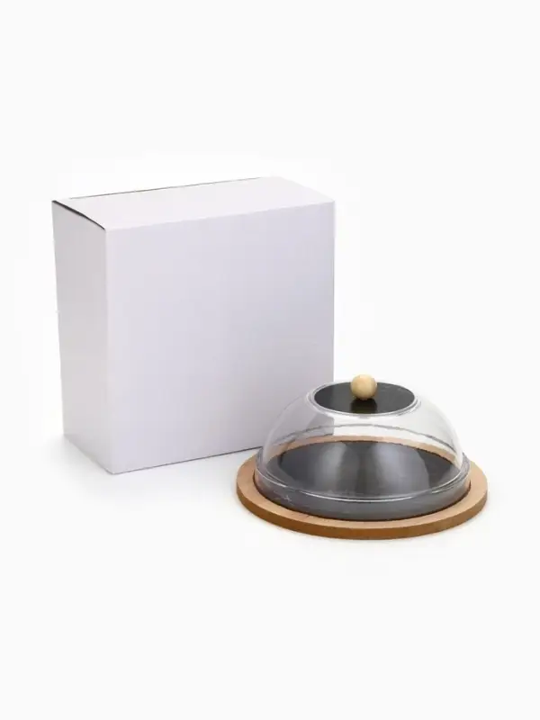 Блюдо с крышкой &laquo;Черный мрамор&raquo;, 15 см, пластик