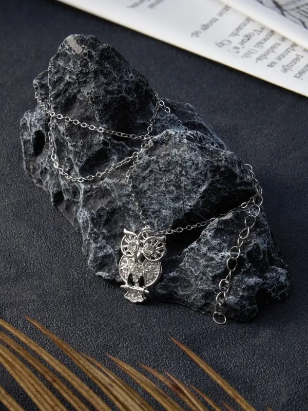 Кулон &laquo;Ажурная сова&raquo;, белый в серебре, 45 см