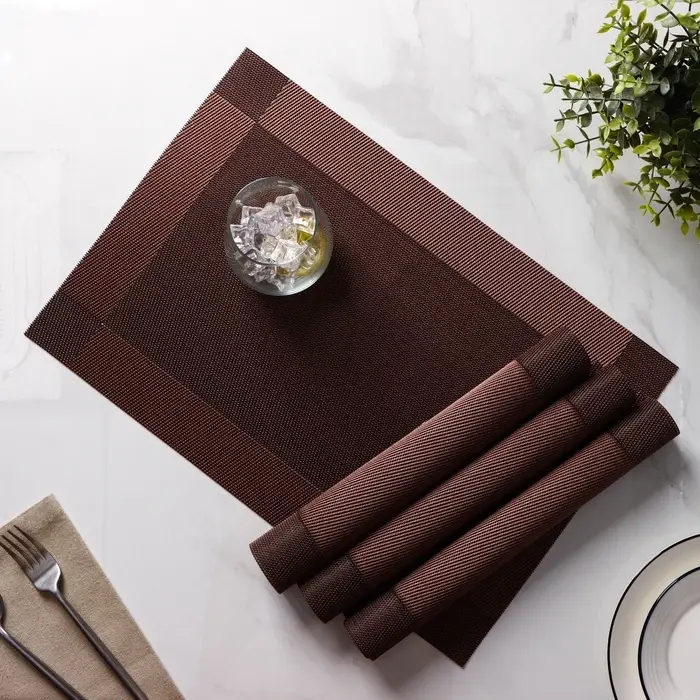 Салфетки сервировочные на стол Доляна &laquo;Шахматы&raquo;, 45&times;30 см, 4 шт., коричневые