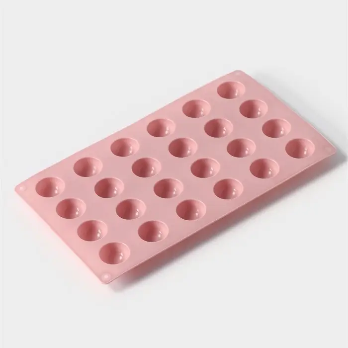Форма для выпечки Доляна &laquo;Фигуры.Полусфера&raquo;, силикон, 28.3&times;16.5 см, 24 ячейки (d=2.8 см), розовая