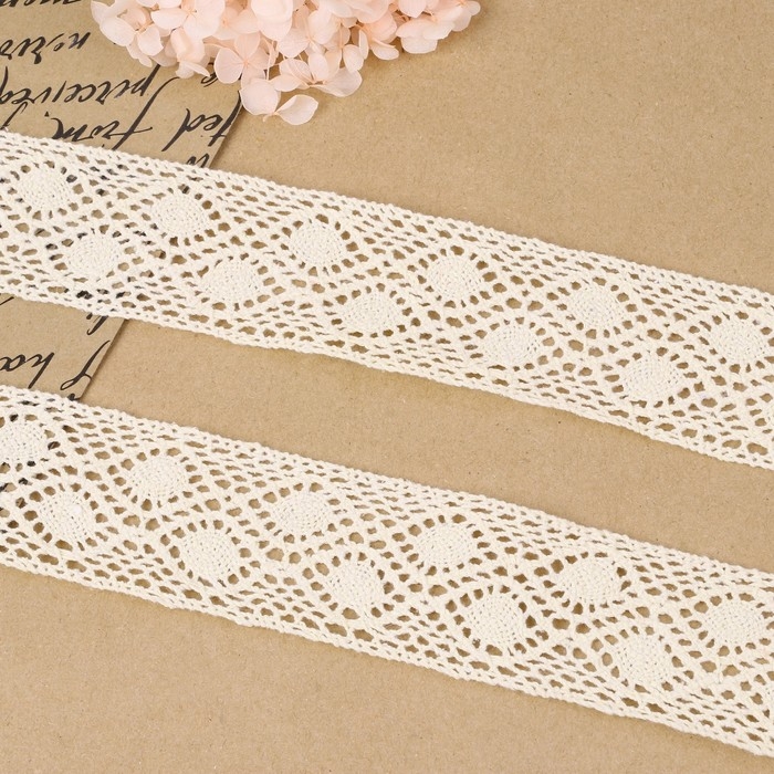 Кружево вязаное, 50 мм × 10 ± 1 м, цвет бежевый Кружево вязаное, 50 мм × 10 ± 1 м, цвет бежевый