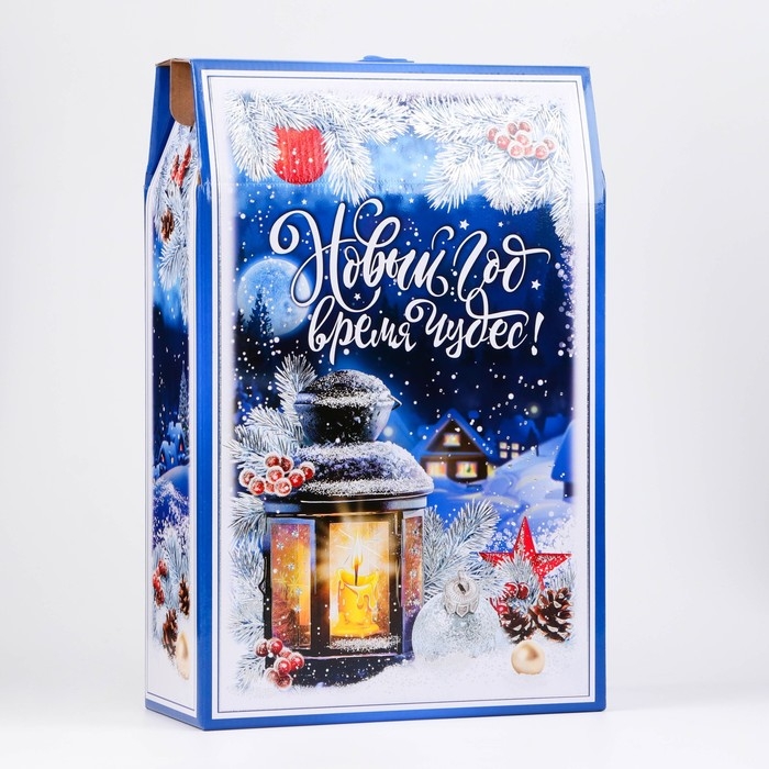 Новый год. Коробка подарочная новогодняя Время чудес 22,5 х 34 х 10 см.