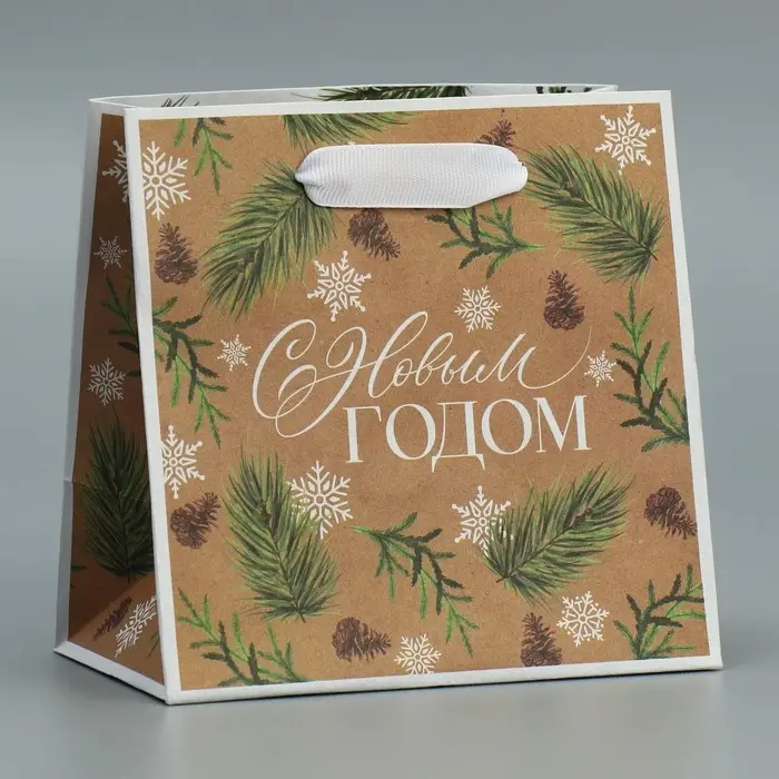 Пакет подарочный новогодний крафтовый квадратный «Сказка», 14 х 14 х 9 см Пакет подарочный новогодний крафтовый квадратный «Сказка», 14 х 14 х 9 см