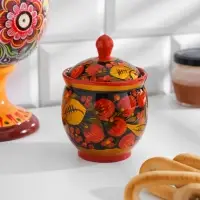 Банка для хранения сыпучих продуктов &laquo;Чайница&raquo;, 11&times;9 см, хохлома, дерево, МИКС