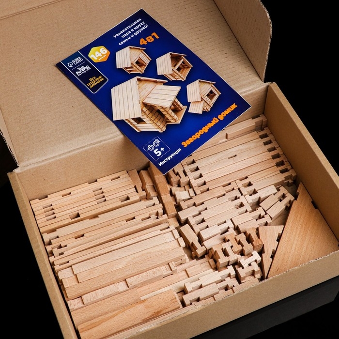 Конструктор деревянный «Загородный домик», 3 в 1, 146 деталей, массив бука Конструктор деревянный «Загородный домик», 3 в 1, 146 деталей, массив бука