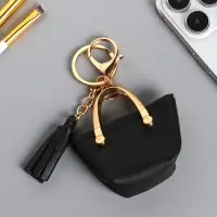 Брелок кожзам с карабином, с кистью "Сумка тоут" чёрная 6,5х3х7 см Брелок кожзам с карабином, с кистью "Сумка тоут" чёрная 6,5х3х7 см