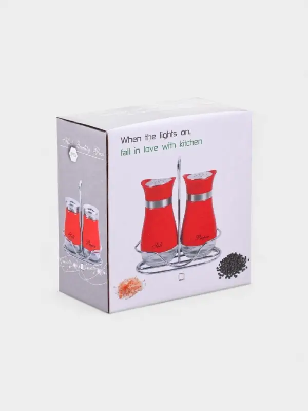 Набор для специй &laquo;Сияние.Silver&raquo;, 2 шт., на подставке, стекло, серебристый