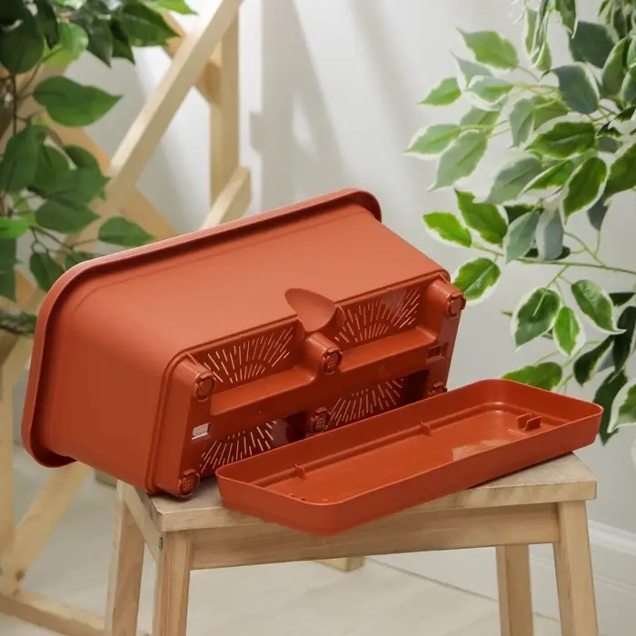 Ящик для цветов балконный с поддоном, 40 см, терракотовый