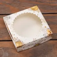 Коробка подарочная новогодняя, складная, с окном &laquo;Золотой Новый год&raquo; 11.5&times;11.5&times;3.2 см