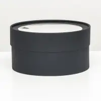 Подарочная коробка круглая, чёрная, завальцованная с окном, 21&times;11 см