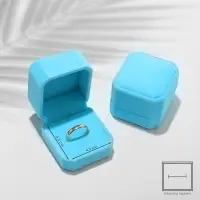 Футляр бархатный под кольцо и серьги &laquo;Геометрия&raquo;, 5&times;5.5 см, голубой