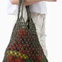 Сумка пляжная, плетёная, клетка 3.5 см, зелёная