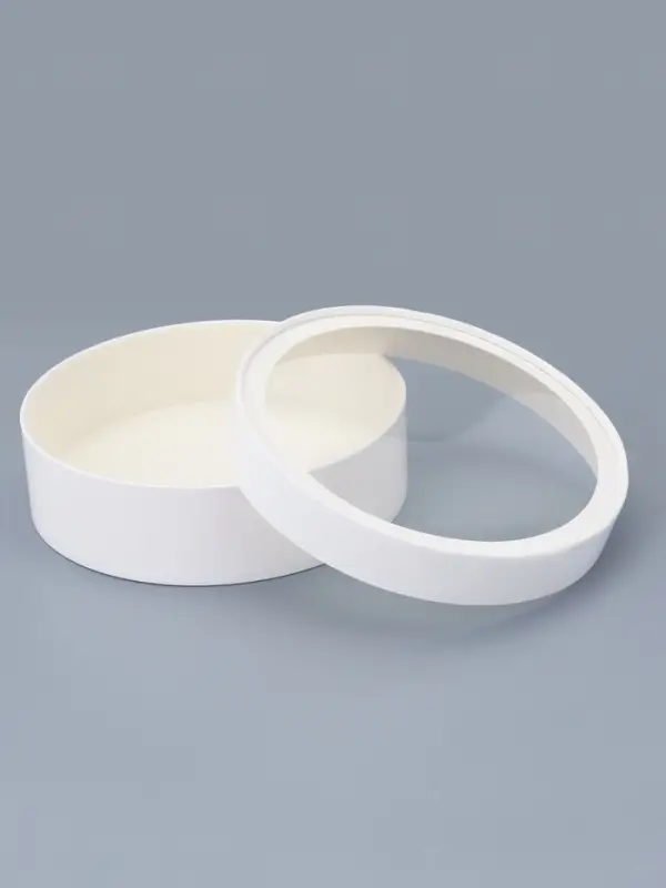 Коробка подарочная круглая с окном, завальцованная, белая, 20&times;6 см