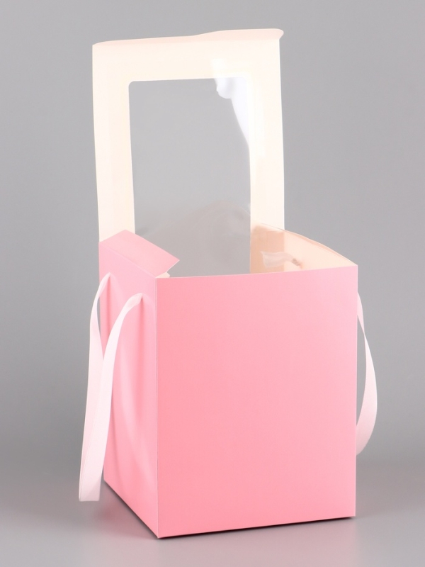 Коробка для цветов, 16 х 16 х 20 см, розовая Коробка для цветов, 16 х 16 х 20 см, розовая