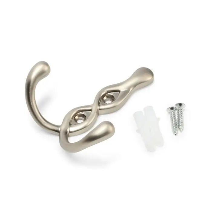 Крючок мебельный CAPPIO PIGTAIL, двухрожковый, цвет матовый сатиновый никель