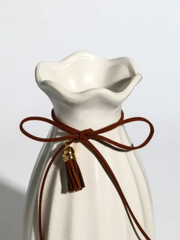 Ваза керамика настольная Ваза керамика настольная "Шерон" полосы шнур, 19,5х10х7,5 см, белый