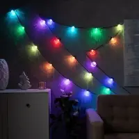 Умная гирлянда &laquo;Нить&raquo; 6 м с насадками &laquo;Рифленые шарики&raquo;, IP20, тёмная нить, 20 LED, свечение RGB, USB