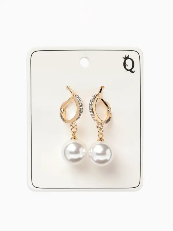 Серьги с жемчугом &laquo;Грейс&raquo;, две бусины, белые в золоте, шар №20