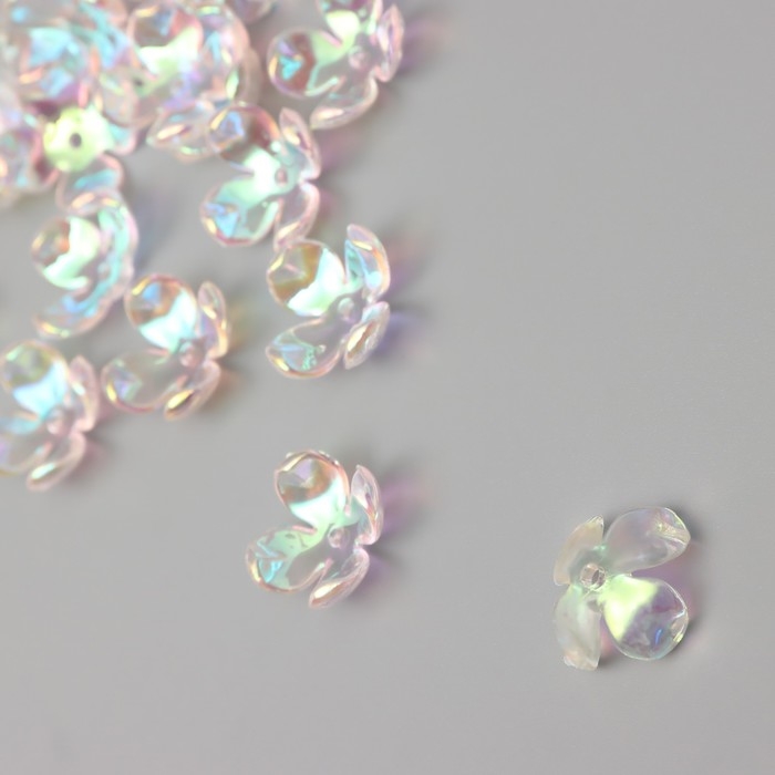 Бусины для творчества пластик Бусины для творчества пластик "Четырёхлистный цветок" набор 20 шт прозрачный перл. 1,6х1,4 см 9104