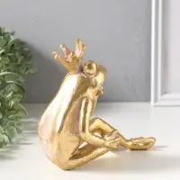 Сувенир полистоун "Принцесса-лягушка в короне" золото 19х9,3х16,5 см