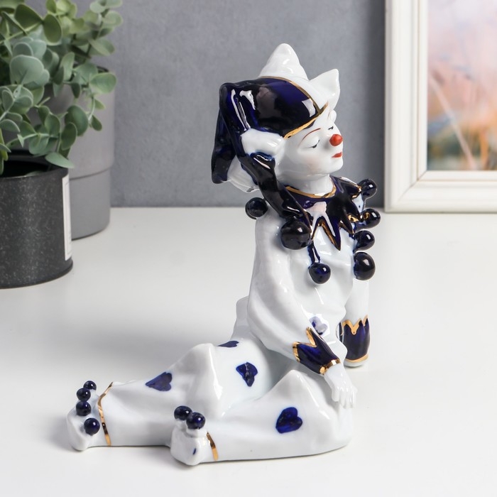 Сувенир керамика Сувенир керамика "Грустный клоун" белый кобальт 20,5х18х12 см