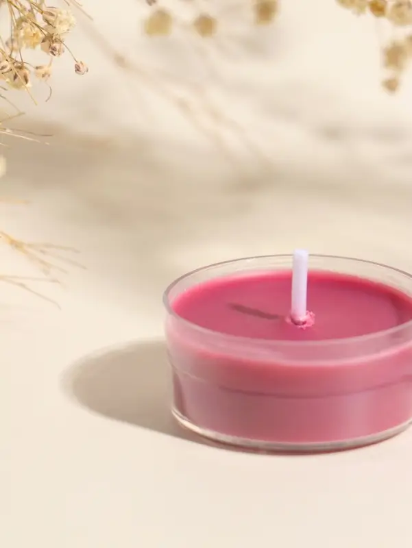 Чайная свеча ароматическая "Круглая" красная, аромат цветочный 3,8х3,8х1,8 см