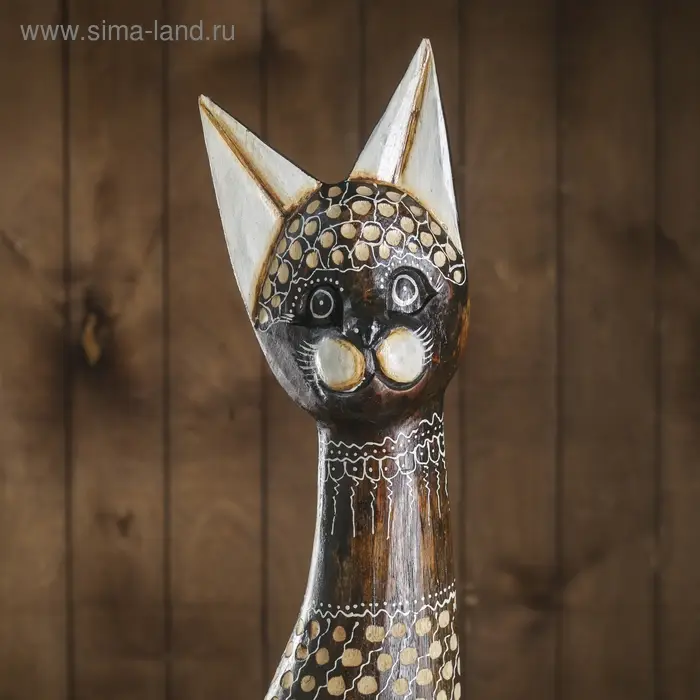 Сувенир дерево "Кошка с пятнышками и цветочками" 7,5х15х100 см