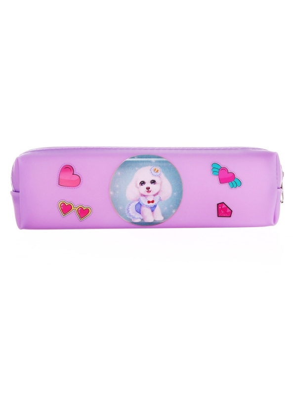 Пенал школьный на молнии Собачки Фиолетовый Пенал школьный на молнии Собачки Фиолетовый