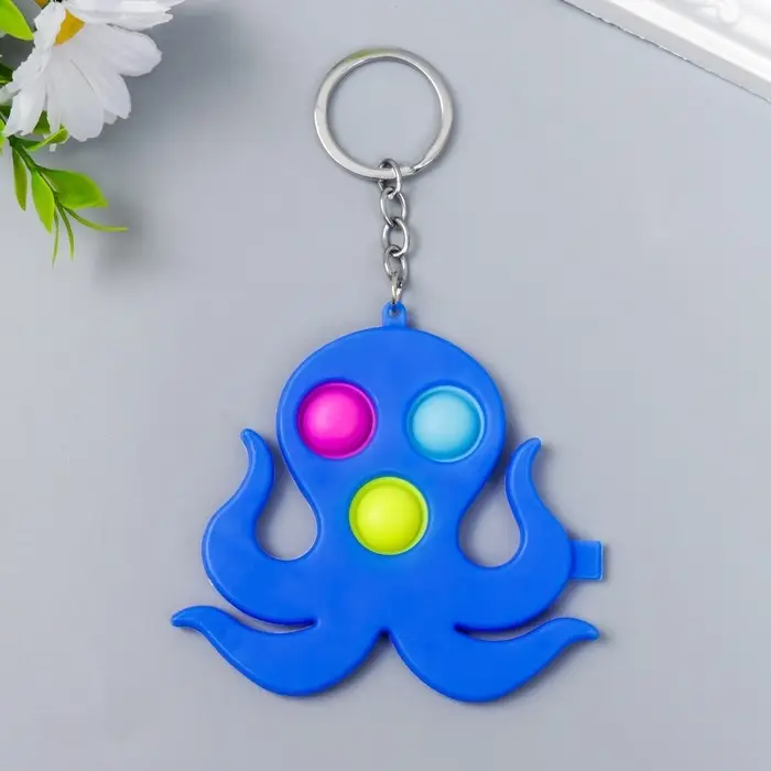 Брелок резина антистресс (бесконечная пупырка) Брелок резина антистресс (бесконечная пупырка) "Синий осьминог" МИКС 9х8,5 см