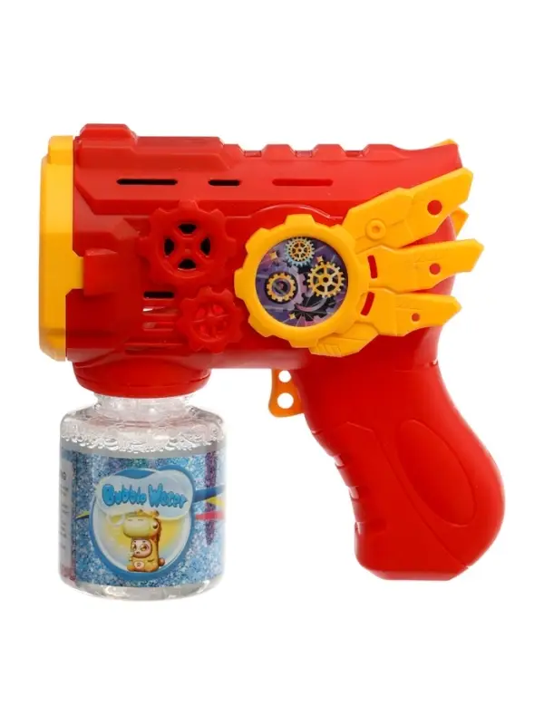 Генератор мыльных пузырей &laquo;Бластер&raquo;, световые эффекты, работает от батареек, цвет красный