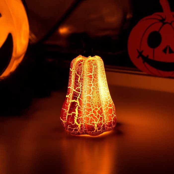 Светодиодная фигура «Тыква» 6 × 9 × 6 см, пластик, батарейки AG13х3 (в комплекте), свечение тёплое белое Светодиодная фигура «Тыква» 6 × 9 × 6 см, пластик, батарейки AG13х3 (в комплекте), свечение тёплое белое