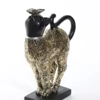 Фигурка полистоун &laquo;Чёрная кошка с бабочкой на носу&raquo;, 16&times;6&times;21.5 см