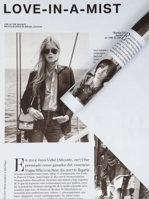 Пленка флористическая "Газета моды" 65мкм, св. голубая, 50х57 &plusmn;1см