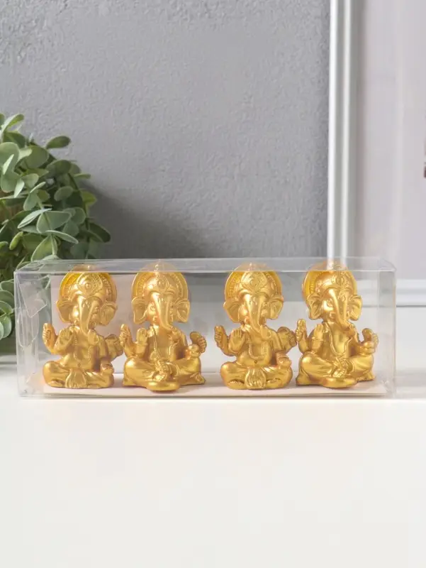 Сувенир полистоун "Ганеша" набор 4 шт золото 3,5х4,4х6,2 см