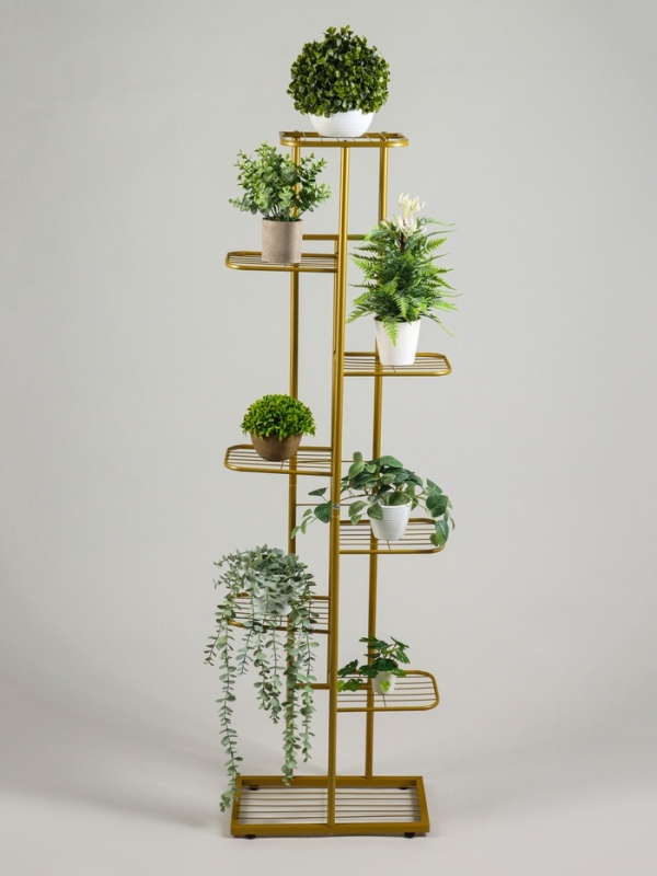 Подставка для цветов Greengo, 8 полок, 43 × 22 × 141 см, напольная, металл, цвет золотой Подставка для цветов Greengo, 8 полок, 43 × 22 × 141 см, напольная, металл, цвет золотой