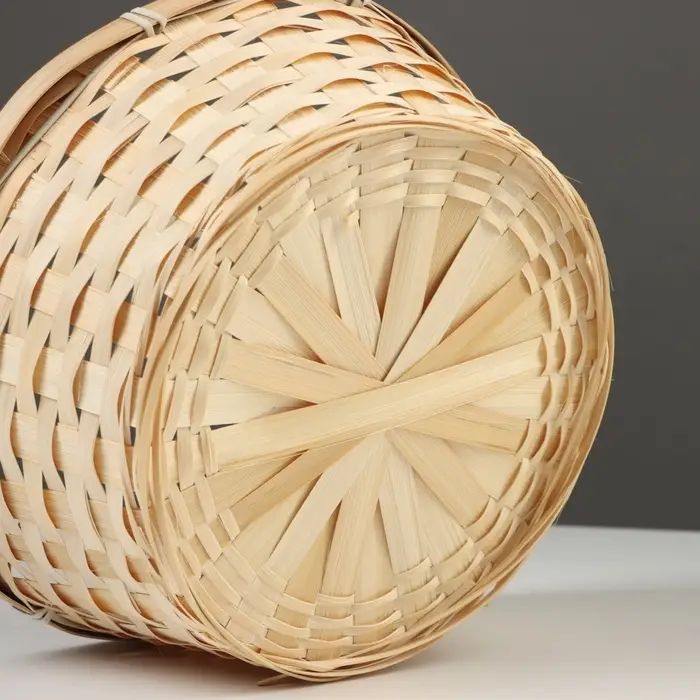 Корзина плетёная, 26&times;26&times;12 см, ручка h=18 см, бамбук, натуральный цвет