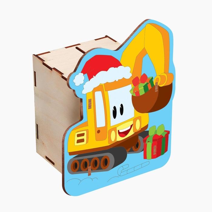 Роспись по дереву копилка «Новогодний транспорт», новогодний набор для творчества Роспись по дереву копилка «Новогодний транспорт», новогодний набор для творчества