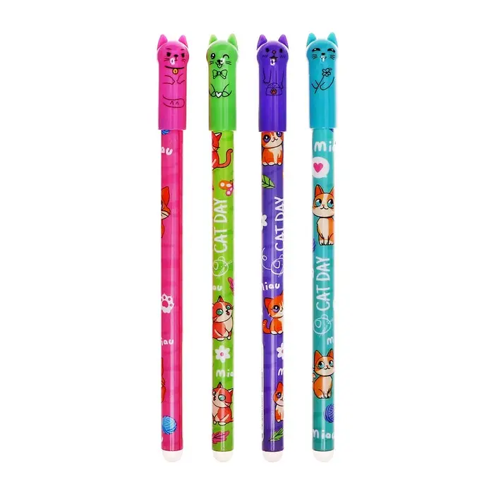 Ручка гелевая СТИРАЕМЫЕ ЧЕРНИЛА, стержень синий, 0.5 мм, корпус Котик МИКС Ручка гелевая СТИРАЕМЫЕ ЧЕРНИЛА, стержень синий, 0.5 мм, корпус Котик МИКС