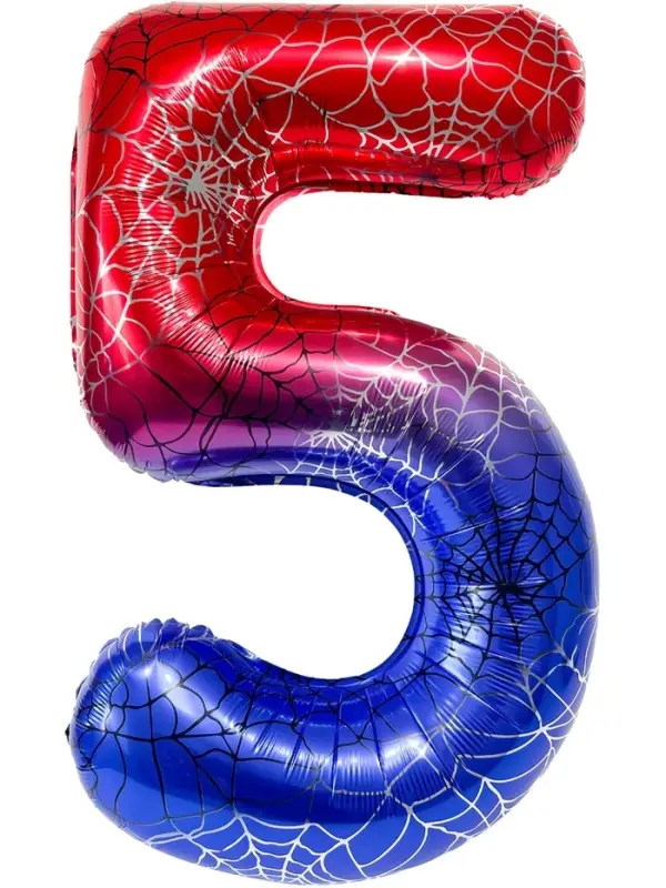 Воздушный шар фольгированный 40" цифра "5" героическая тема, цвет красный и синий, в ин.уп.