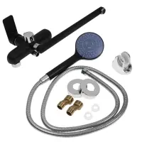 Смеситель для ванны ZEIN Z2493, излив 35 см, картридж 35 мм, с душ набором, черный/хром