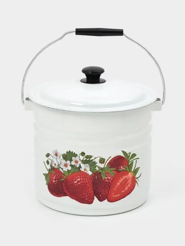 Ведро эмалированное, 10 л, с крышкой и ручкой, белое