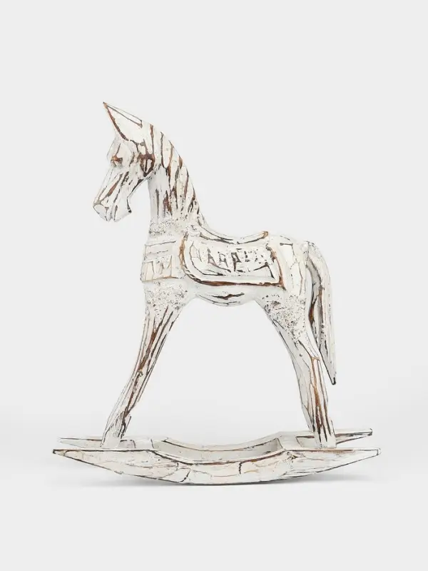 Сувенир интерьерный &laquo;Лошадка-качалка&raquo;, 27&times;7.5&times;32 см, дерево, белый антик