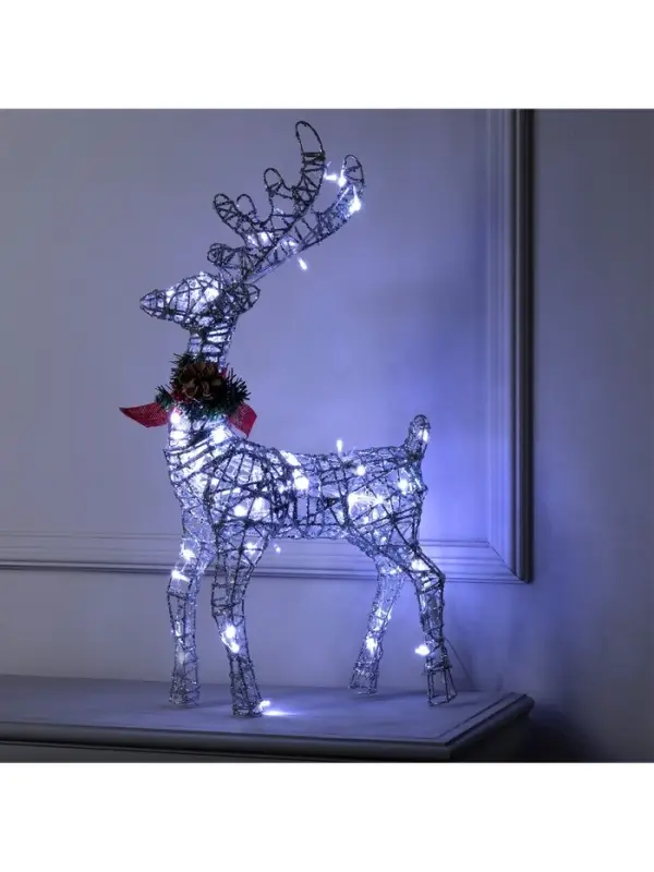 Светодиодная фигура &laquo;Олень серебристый&raquo;, 35&times;60&times;10 см, металл, 220 В, свечение белое