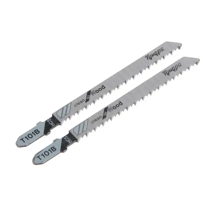 Пилки для лобзиков ТУНДРА, по дереву, прямой рез, HCS, 75/100&times;2.5 мм, 2 шт.