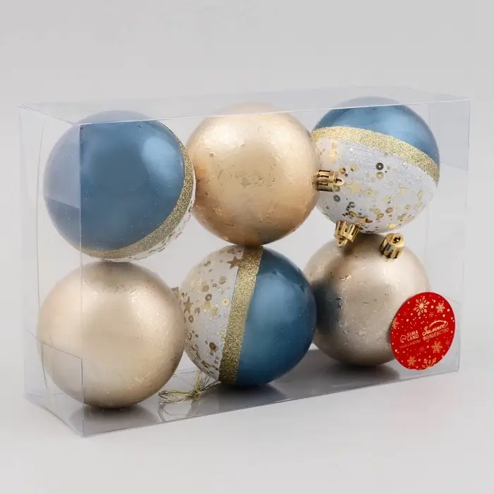 Ёлочные игрушки &laquo;Сказочные узоры&raquo;, шары новогодние, d=8 см, набор 6 шт., МИКС