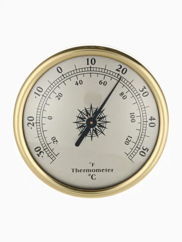 Термометр механический, настенный, d=7.2 см, золотая рамка