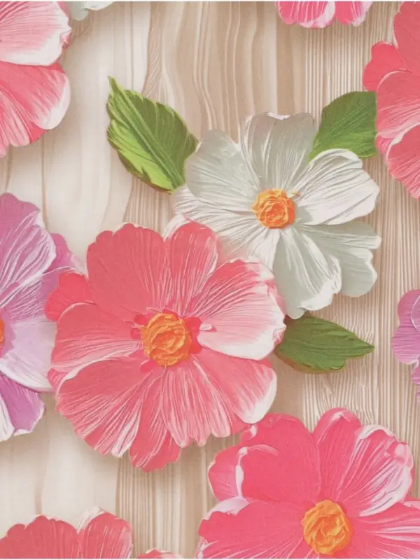 Бумага крафтовая двухсторонняя &laquo;Объемные цветы&raquo;, 70 &times; 100 см